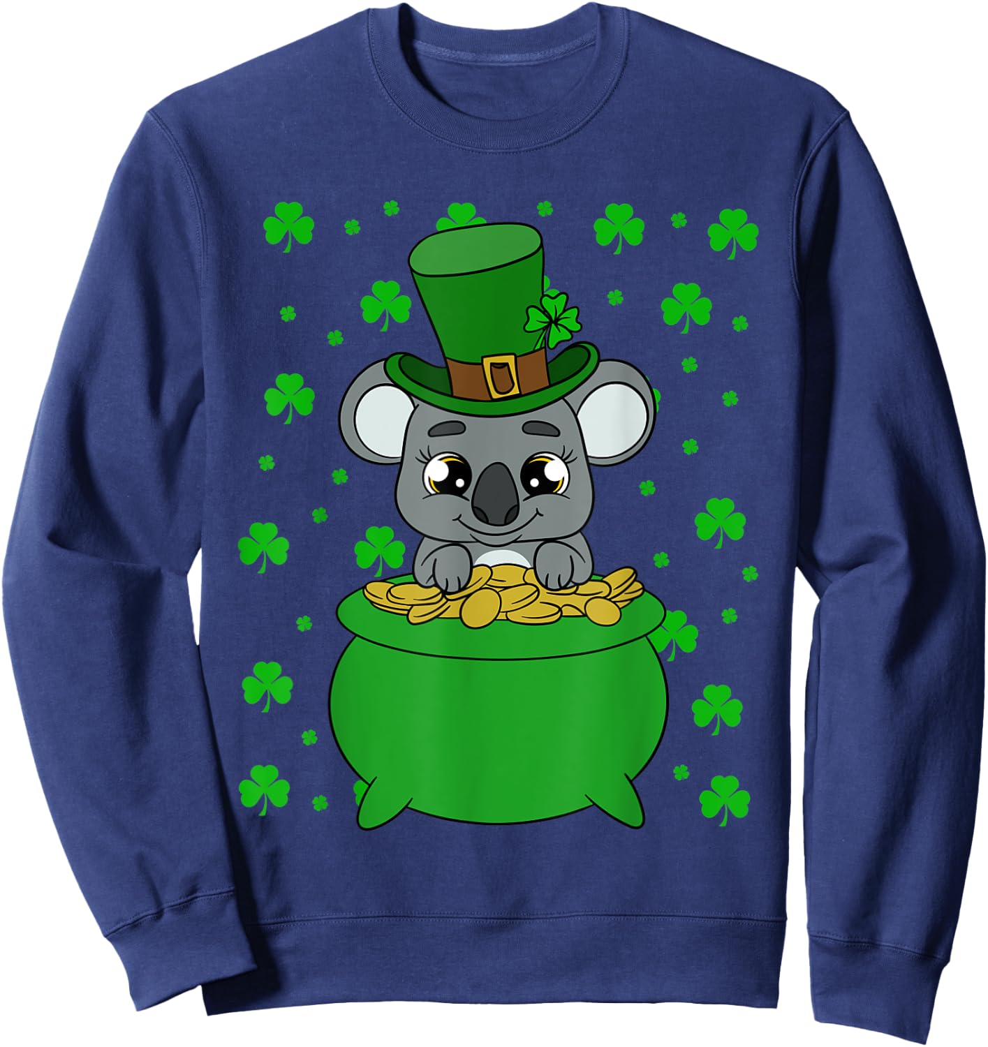 Cute Koala Shamrocks Saint Patrick's Day Sweatshirt - Sweatshirt | Navy