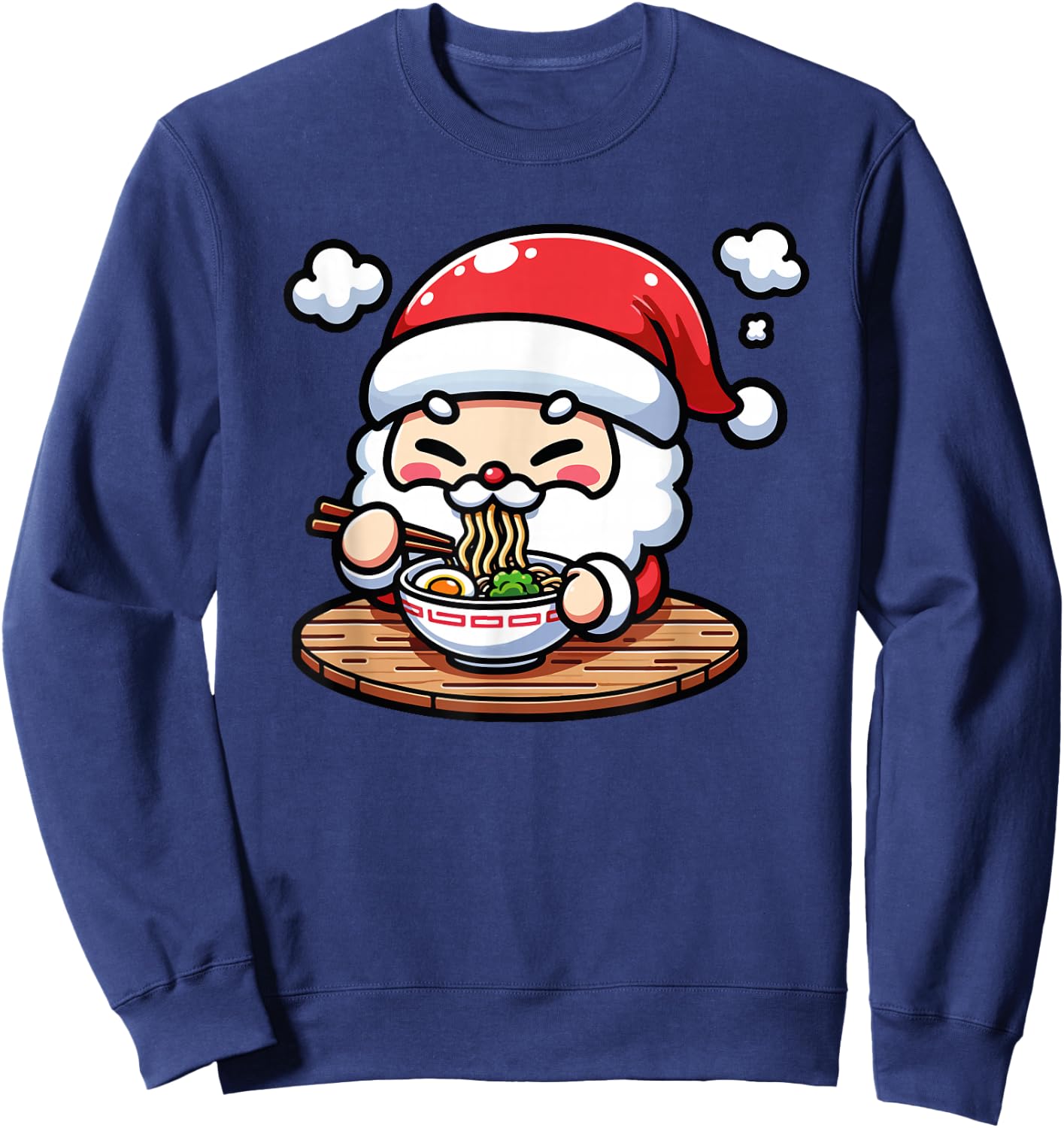 Cute Santa's Christmas Ramen Japanese Xmas Anime Noodles Sweatshirt - Sweatshirt | Navy