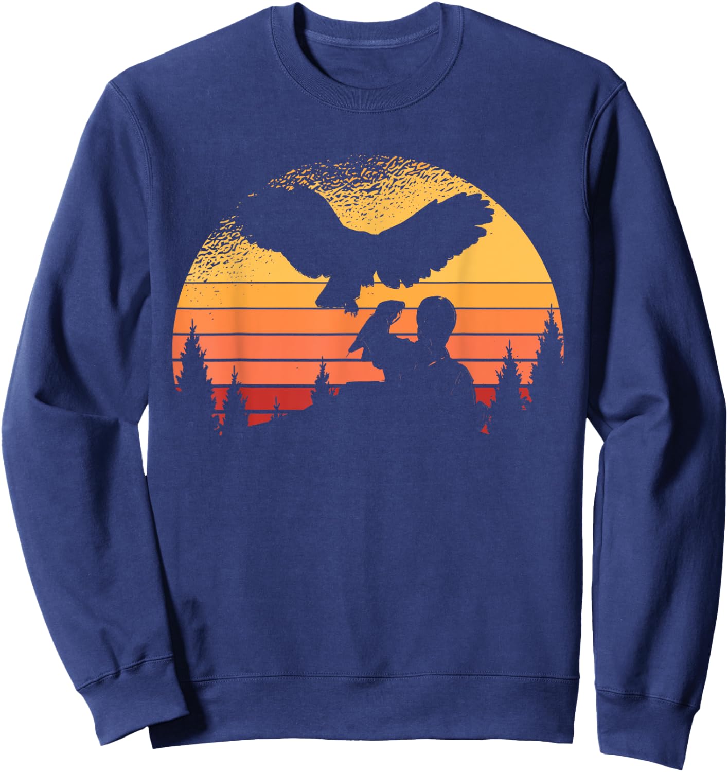 Funny Falconer Peregrine Falcon Flying Vintage Bird Falconry Sweatshirt - Sweatshirt | Navy