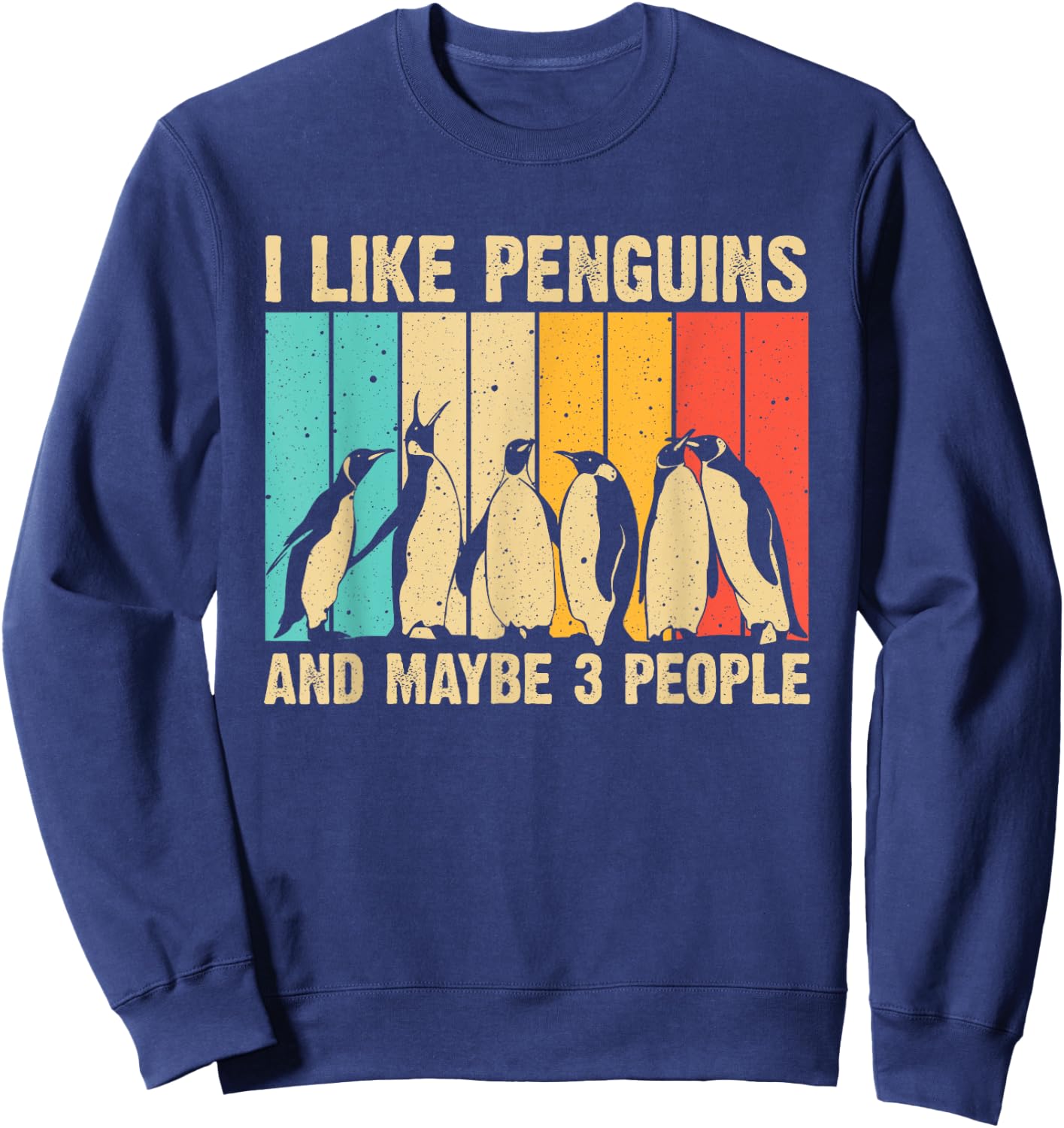 Cute Penguin Design Women Kids Retro Penguin Lover Sweatshirt - Sweatshirt | Navy