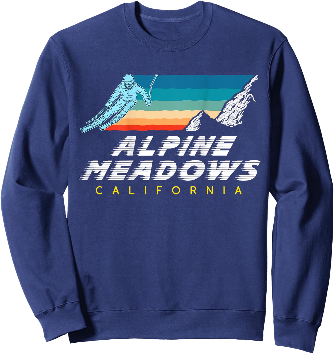Alpine Meadows, California - USA Ski Resort - BACK PRINT Sweatshirt - Sweatshirt | Navy