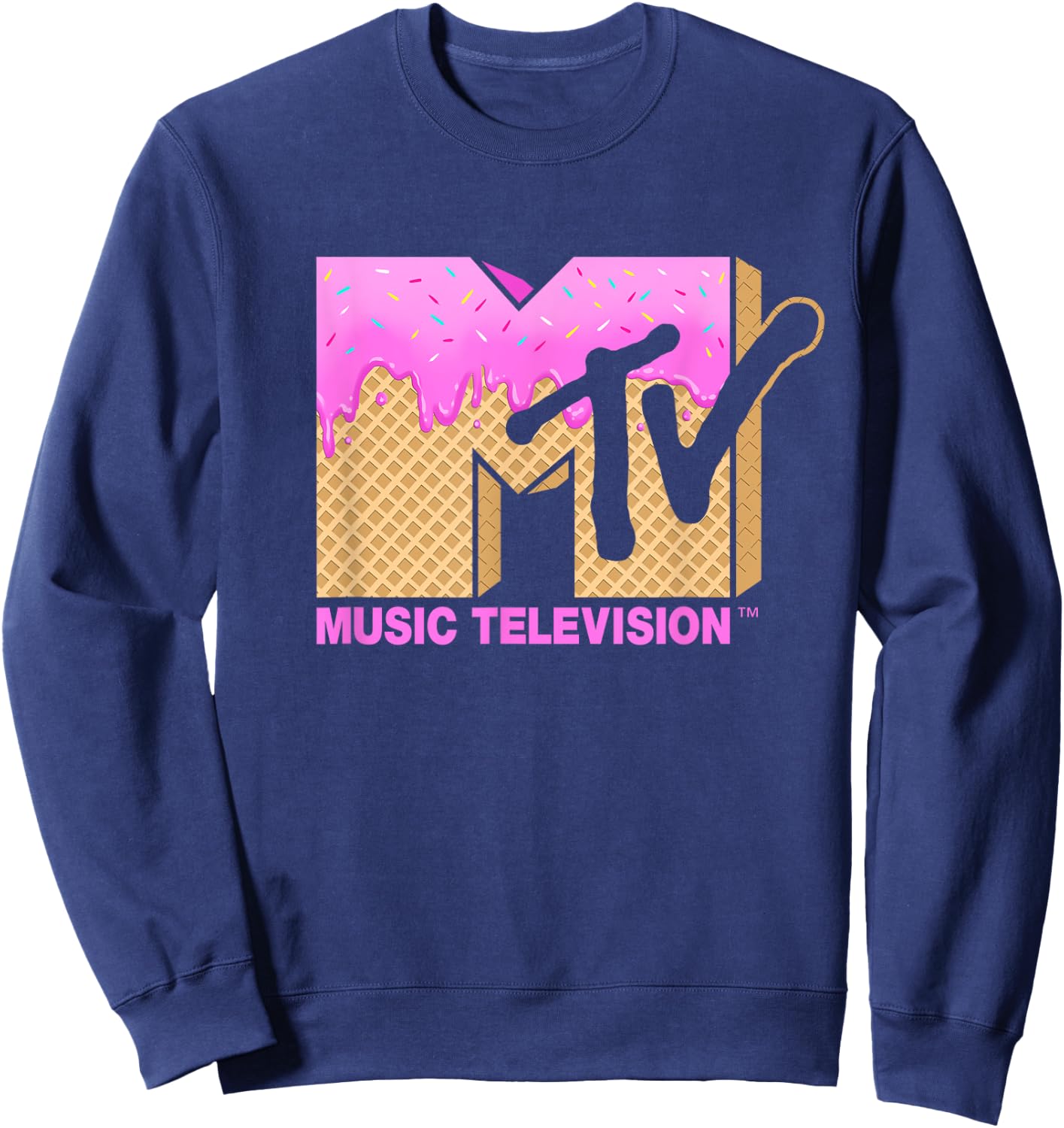 Mademark x MTV - Ice Cream MTV Logo Classic Music Television Sweatshirt - Sweatshirt | Navy