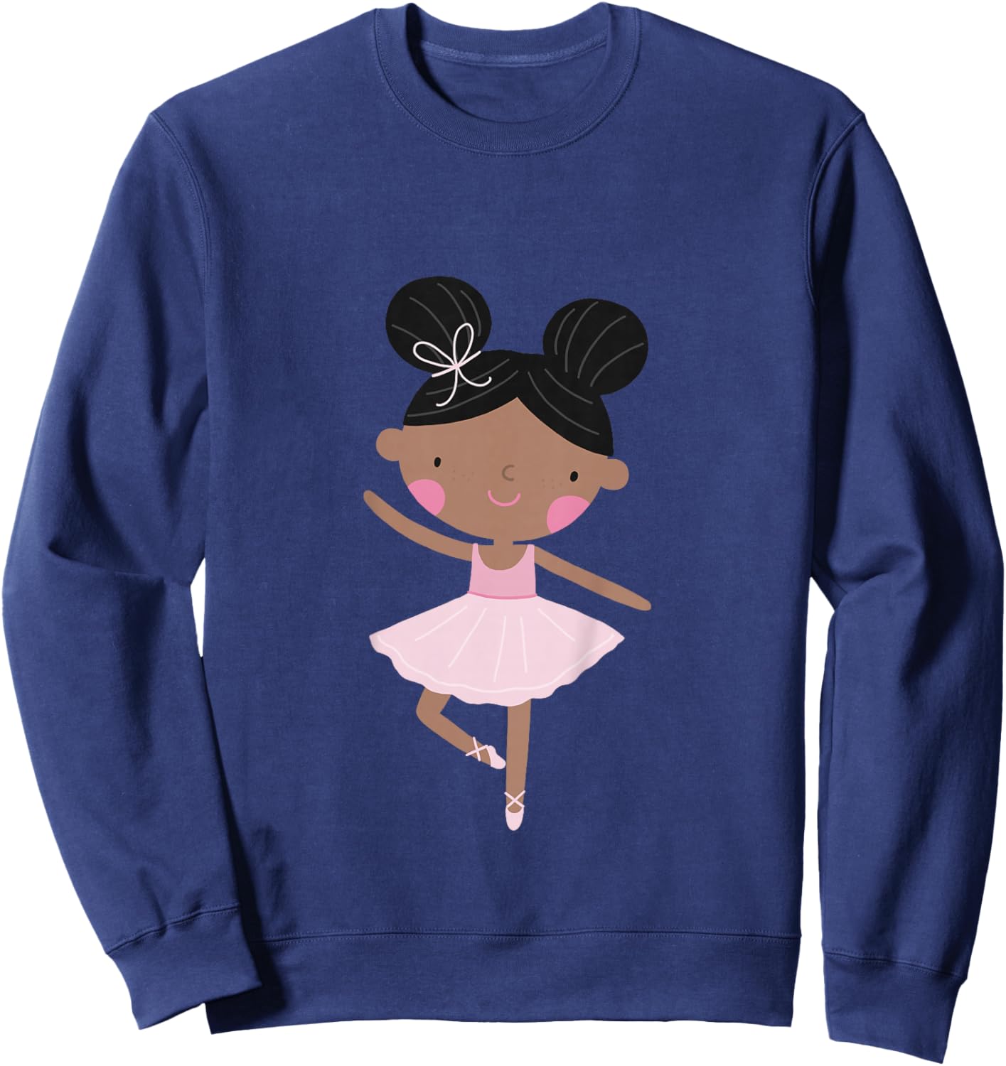 Kids Ballerina Black African American Toddler Girl Gift Sweatshirt - Sweatshirt | Navy