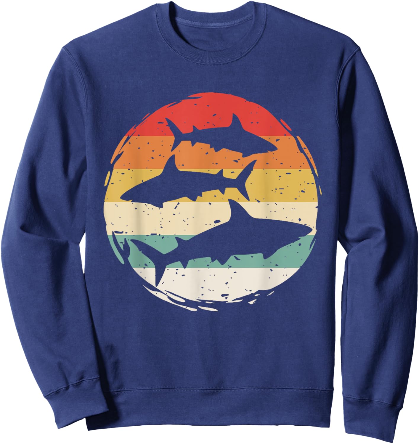 Sharks Vintage 80s Retro Clothes Shark Party in The Sea Sweatshirt - Sweatshirt | Navy