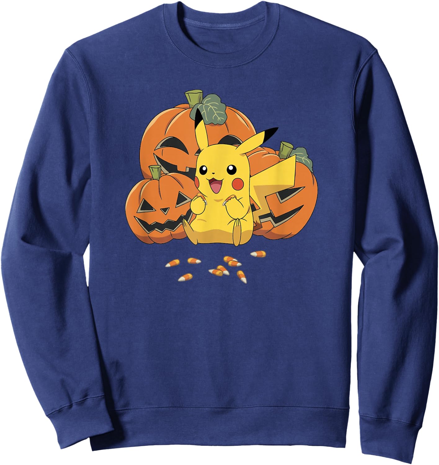 Pokémon Halloween Pikachu Cute Pumpkin Candy Corn Sweatshirt - Sweatshirt | Navy