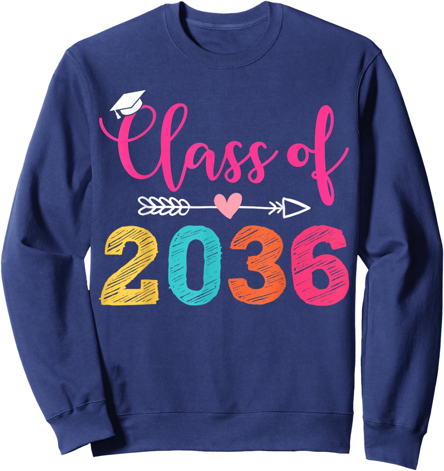 Class of 2036 Grow With Me Graduation Sweatshirt - Sweatshirt | Navy