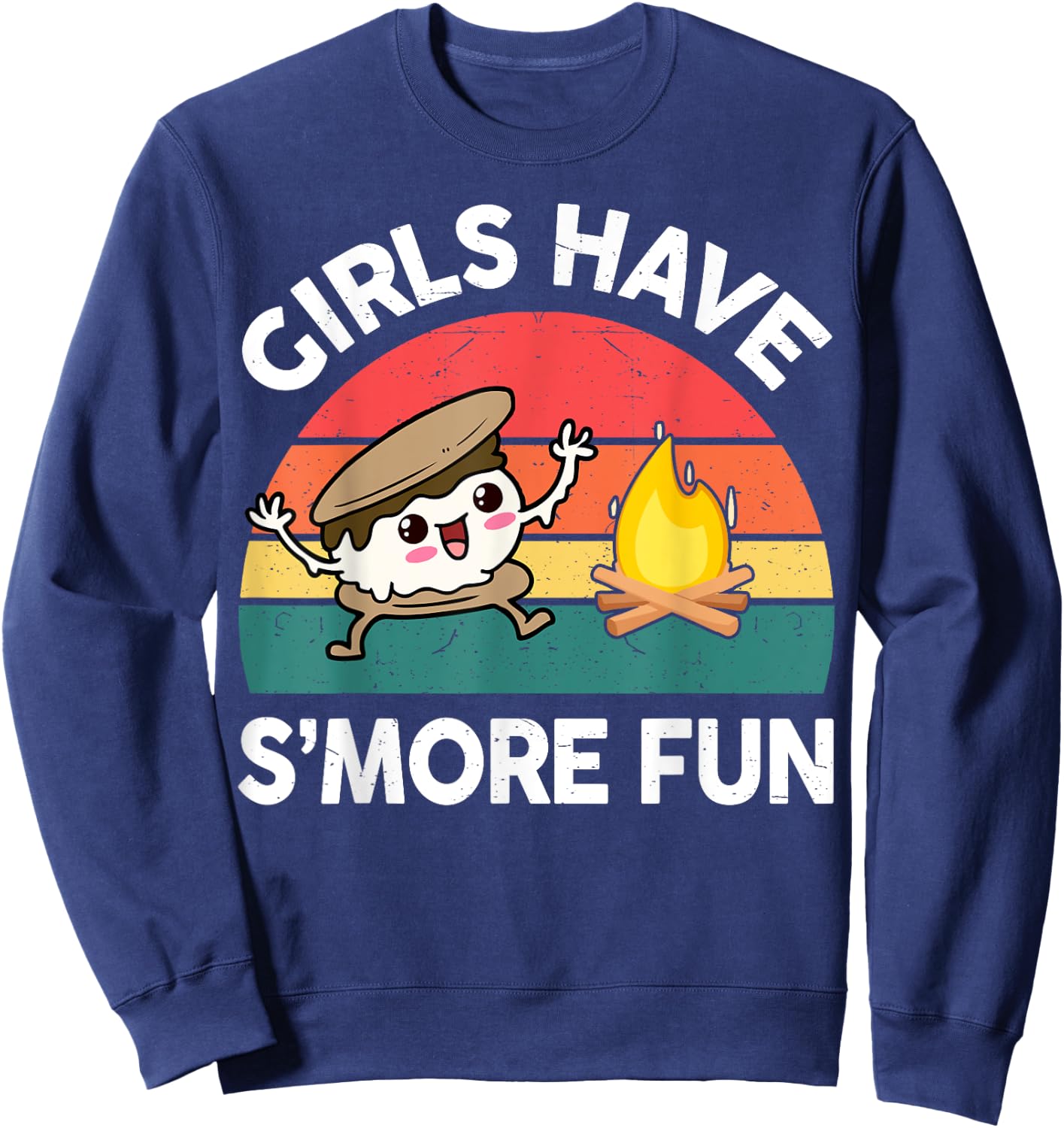 Funny Camping Girl Have Smore Fun Kids Women Happy Camper Sweatshirt - Sweatshirt | Navy