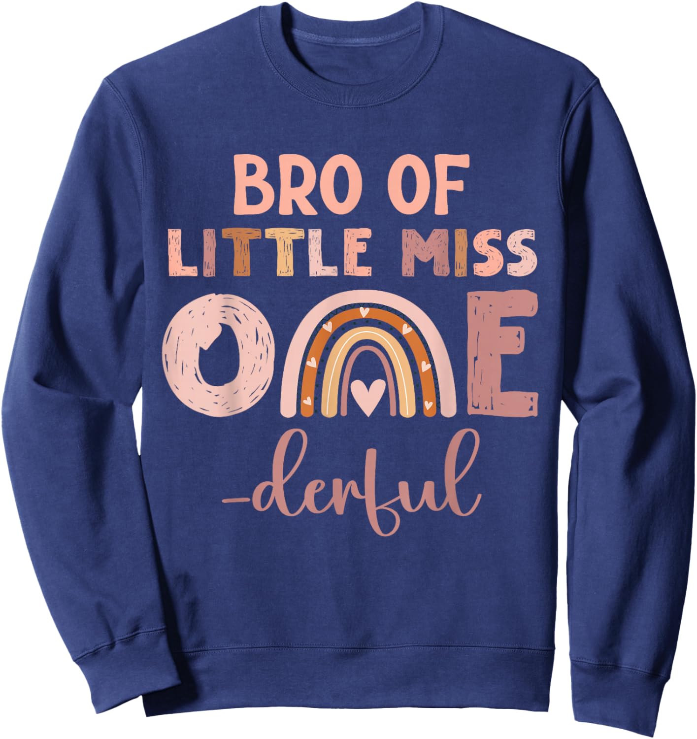 Boho Bro of Miss Onederful 1st Birthday Girl Cute Sweatshirt - Sweatshirt | Navy