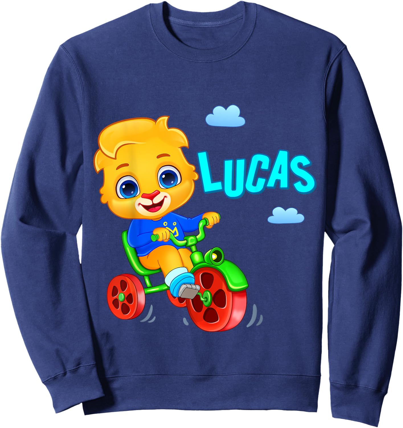 Lucas Loves Cycling | Lucas The Lion Official RV AppStudios Small Sweatshirt - Sweatshirt | Navy
