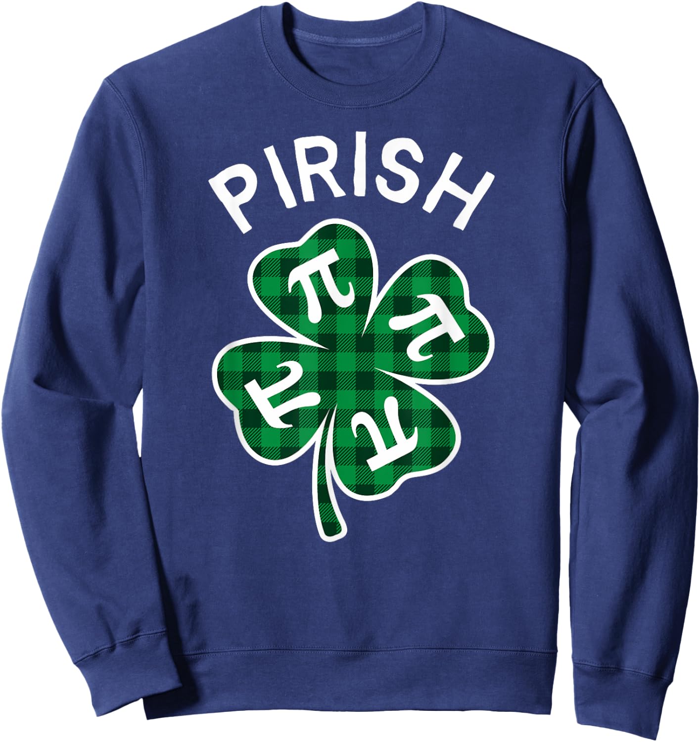 Pirish Plaid Lucky Clover St. Patrick's Day Sweatshirt - Sweatshirt | Navy