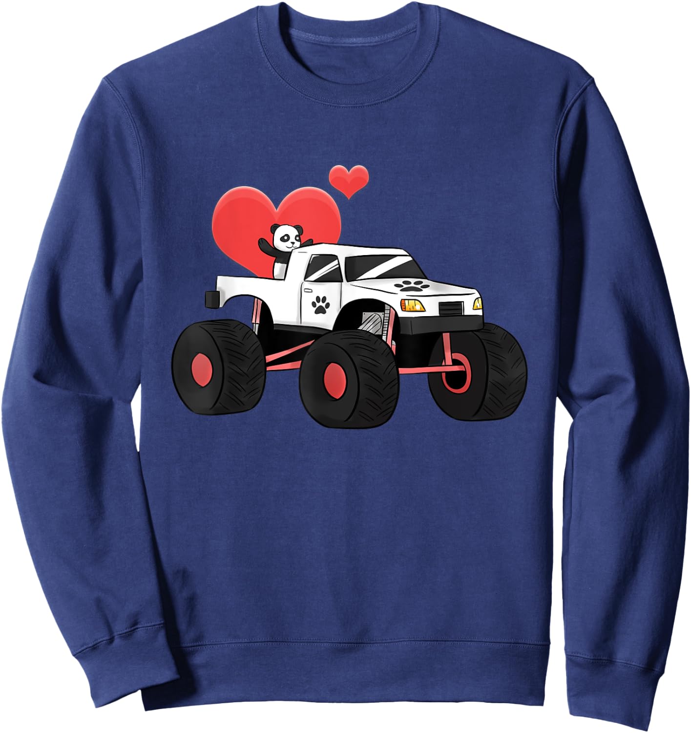 Monster Truck Muscle Car Amazing Panda Style Heart Wheels Sweatshirt - Sweatshirt | Navy