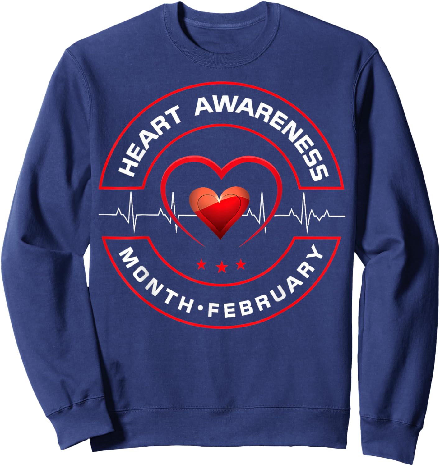 Heart Health Month February American Heart Health Sweatshirt - Sweatshirt | Navy