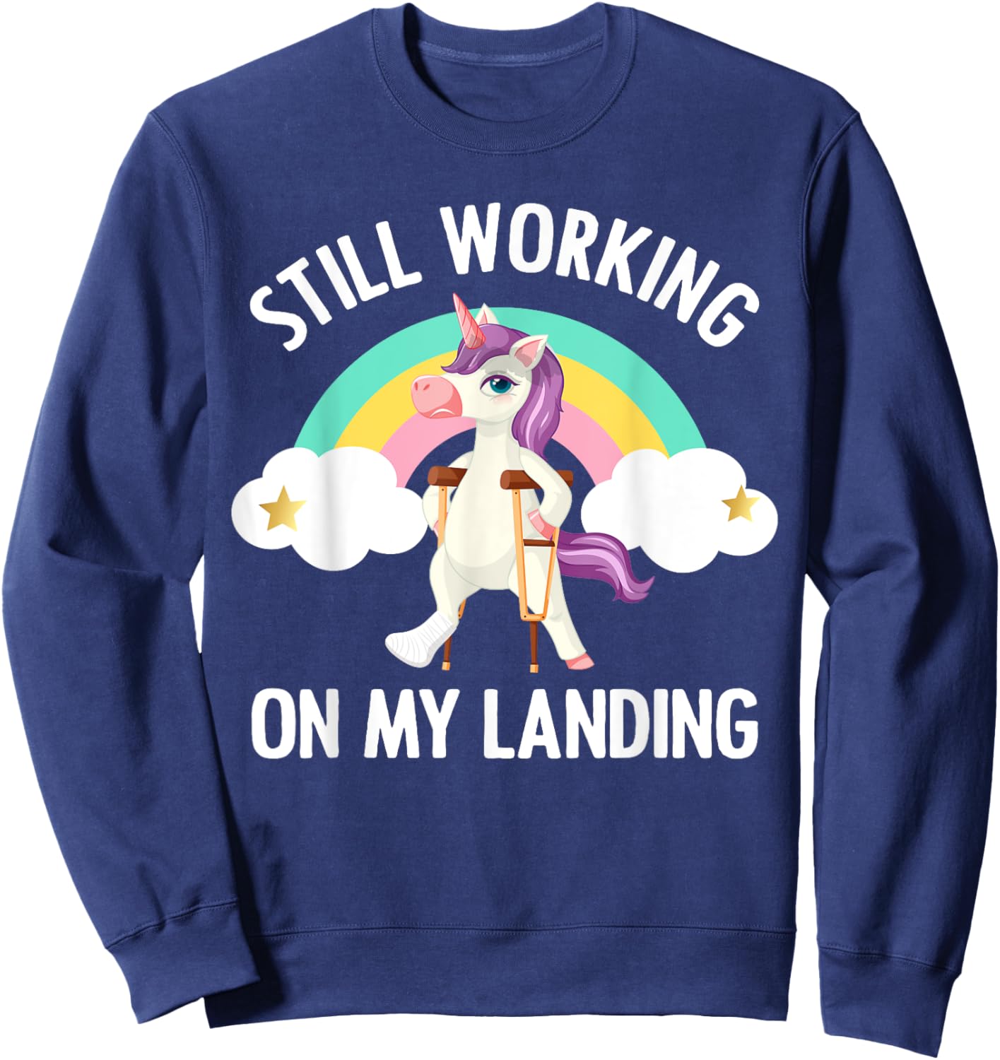 Funny Unicorn Broken Leg Art For Kids Toddlers Injured Foot Sweatshirt - Sweatshirt | Navy