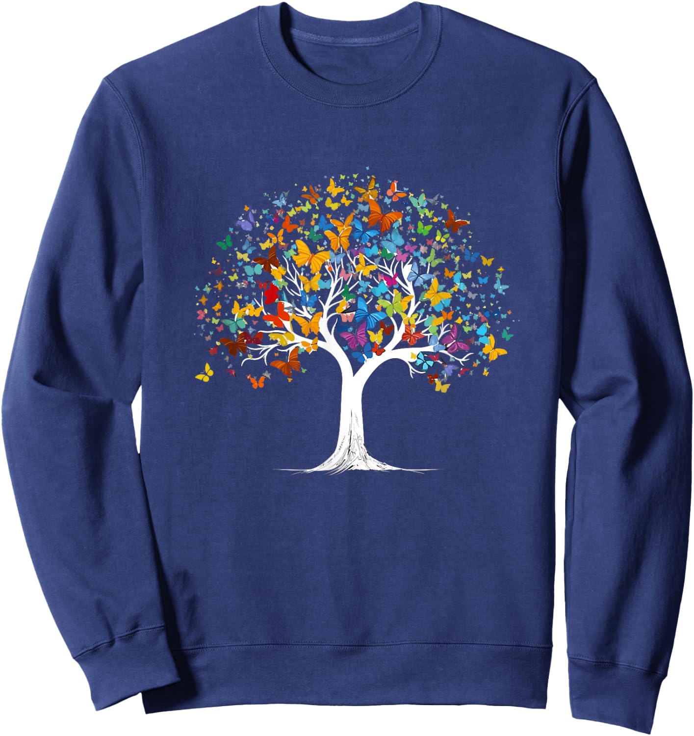 Butterfly Tree Beautiful Butterflies Garden Colorful Sweatshirt - Sweatshirt | Navy