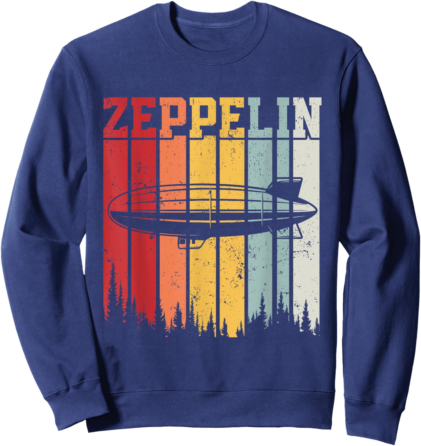 Retro Zeppelin 70s 80s Dirigible Airship Zepelin Zepplin Sweatshirt - Sweatshirt | Navy