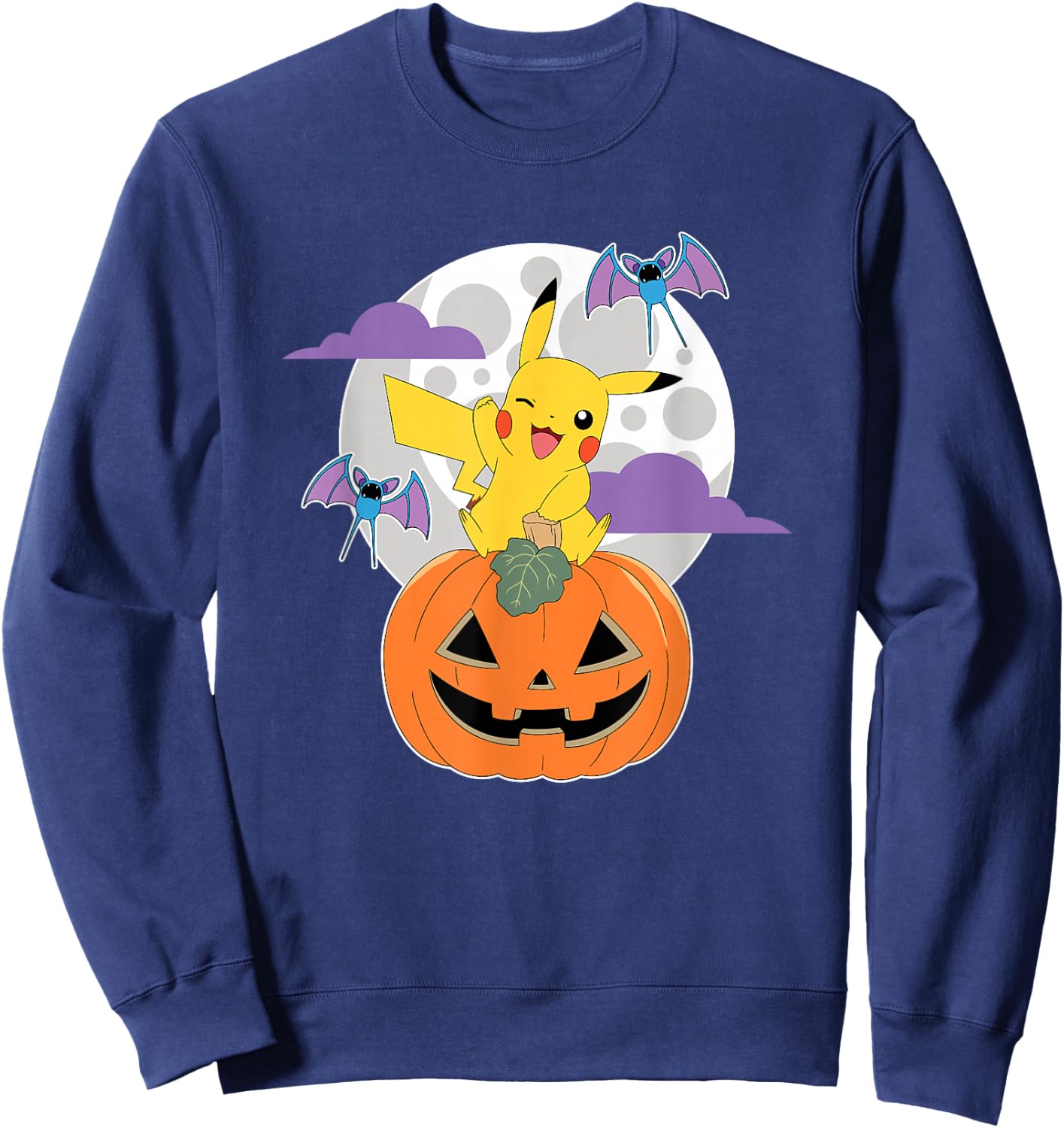 Pokémon - Halloween Pumpkin Pikachu Zubats Moon Sweatshirt - Sweatshirt | Navy