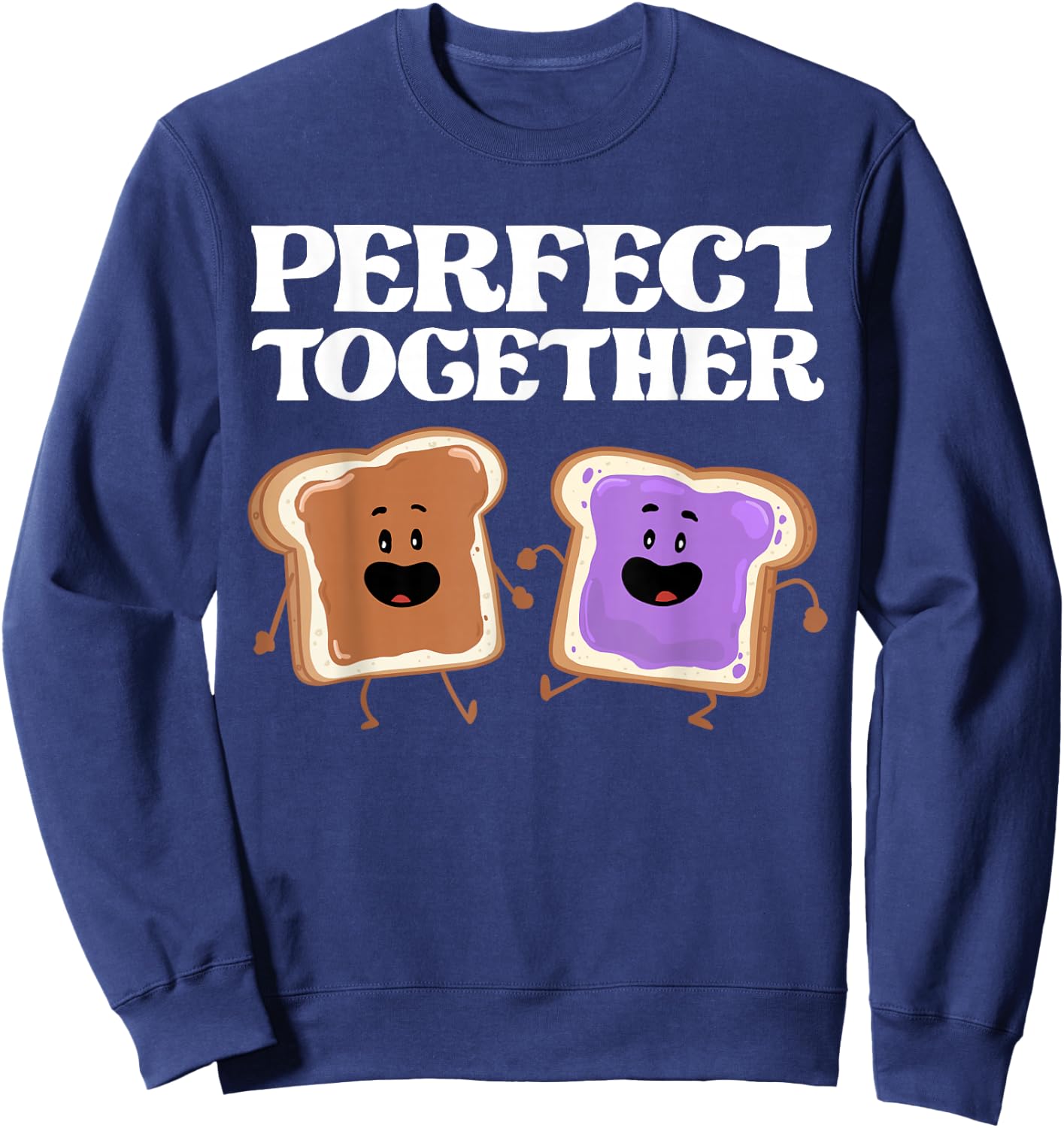 Miftees Besties Perfect Together Peanut Butter and Jelly Sweatshirt - Sweatshirt | Navy