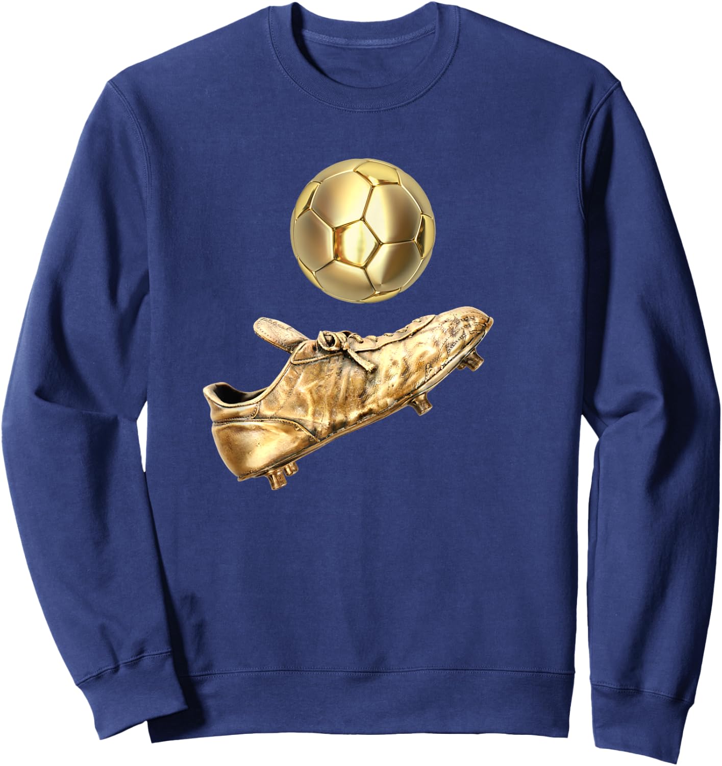 Gold Soccer Ball-Retro Vintage Style Soccer Player Cleats Sweatshirt - Sweatshirt | Navy