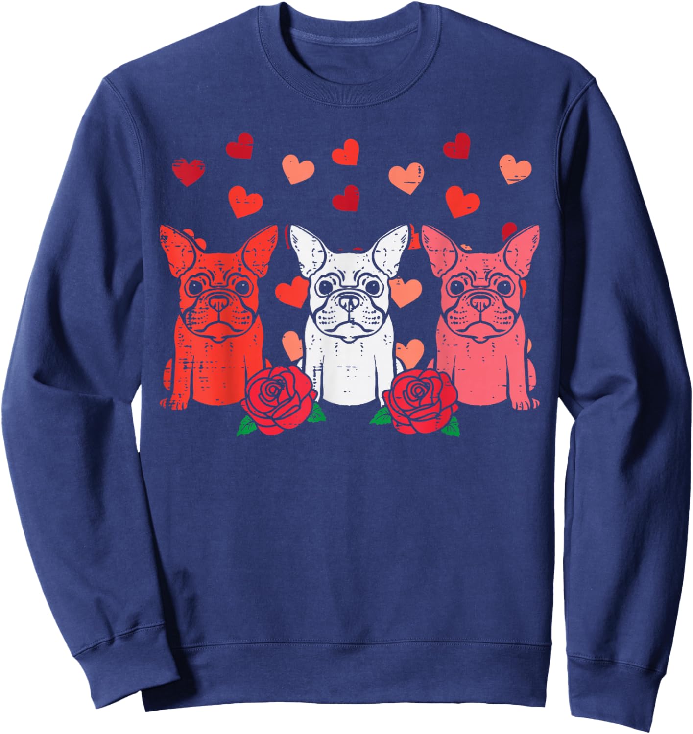 Valentines Day French Bulldogs Frenchie Dog Men Women Kids Sweatshirt - Sweatshirt | Navy