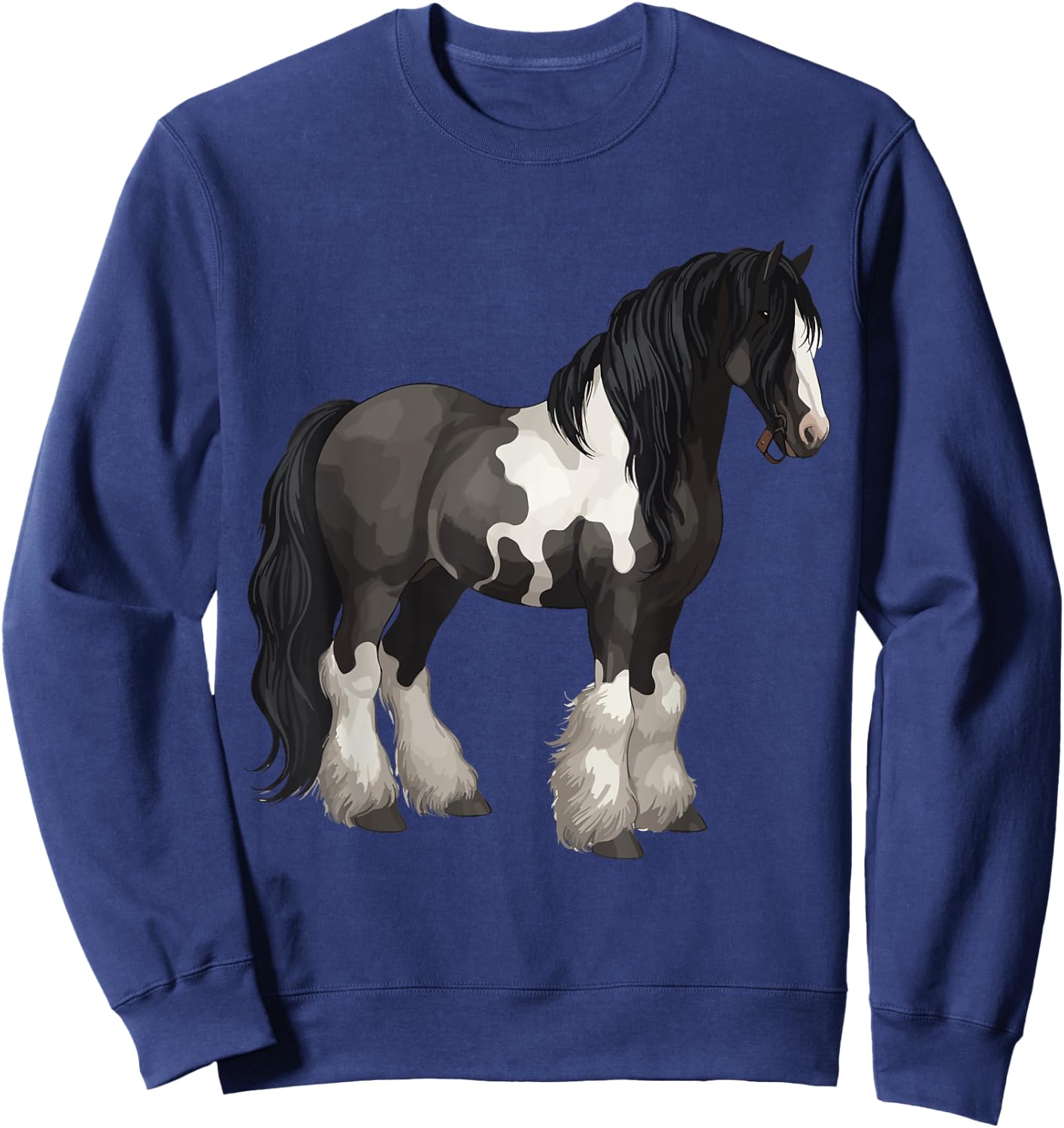 Black Gypsy Vanner Horse Lover Riding Equestrian Sweatshirt - Sweatshirt | Navy