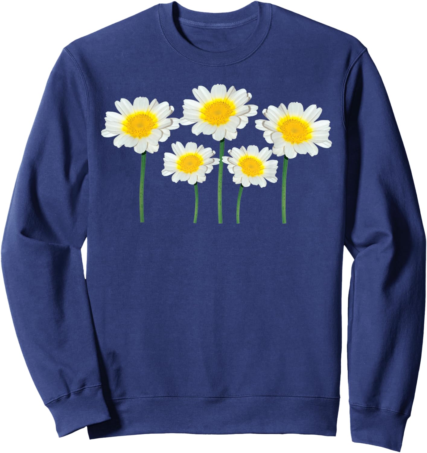 Cute Daisy Flowers Classic Wildflower White & Yellow Graphic Sweatshirt - Sweatshirt | Navy