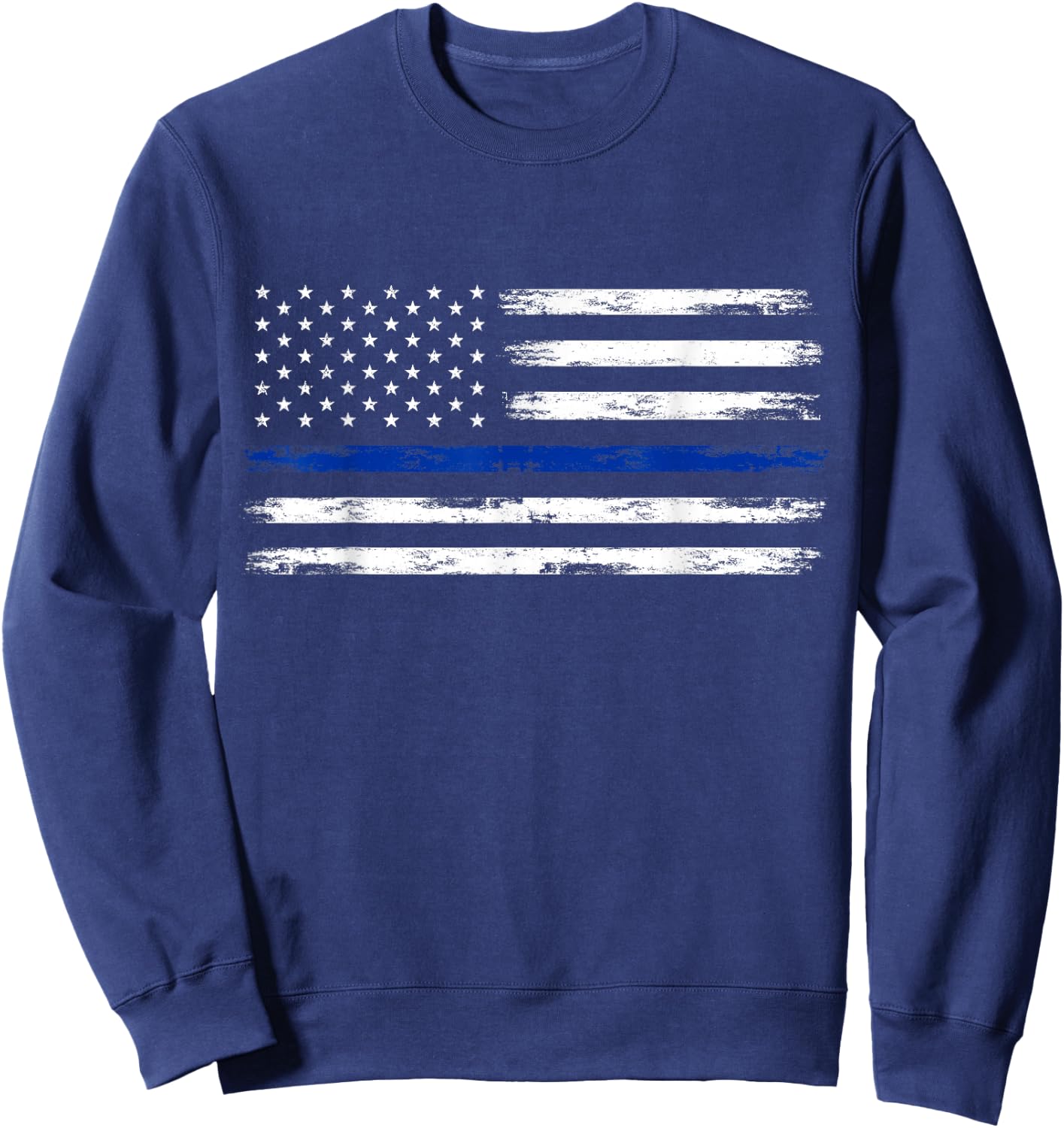 Police Officer US USA American Flag Thin Blue Line Sweatshirt - Sweatshirt | Navy