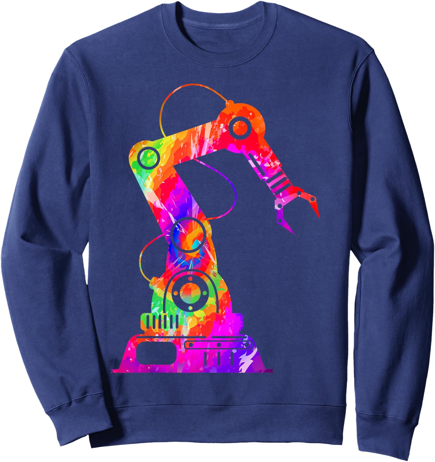 Robot Robotics Engineer Tie Dye 80s 90s Sweatshirt - Sweatshirt | Navy