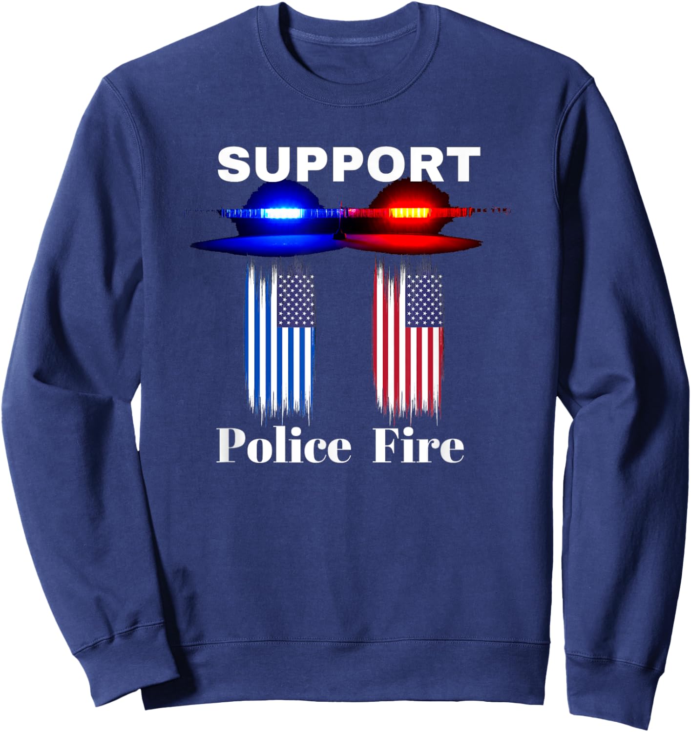 Support Our Police & Fire Departments - 1st responders Sweatshirt - Sweatshirt | Navy