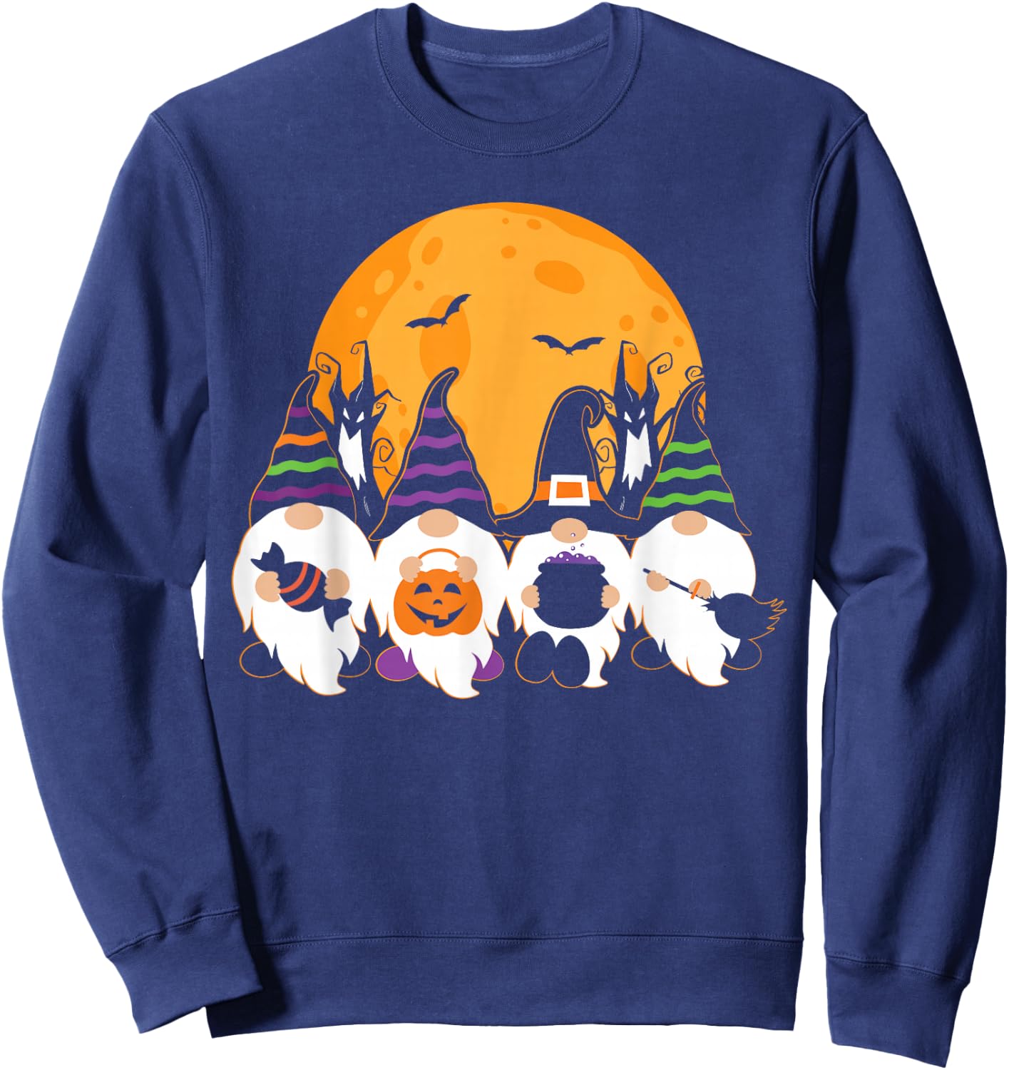 Cute Halloween Gnome Spooky Gardening Trick Or Treat Sweatshirt - Sweatshirt | Navy