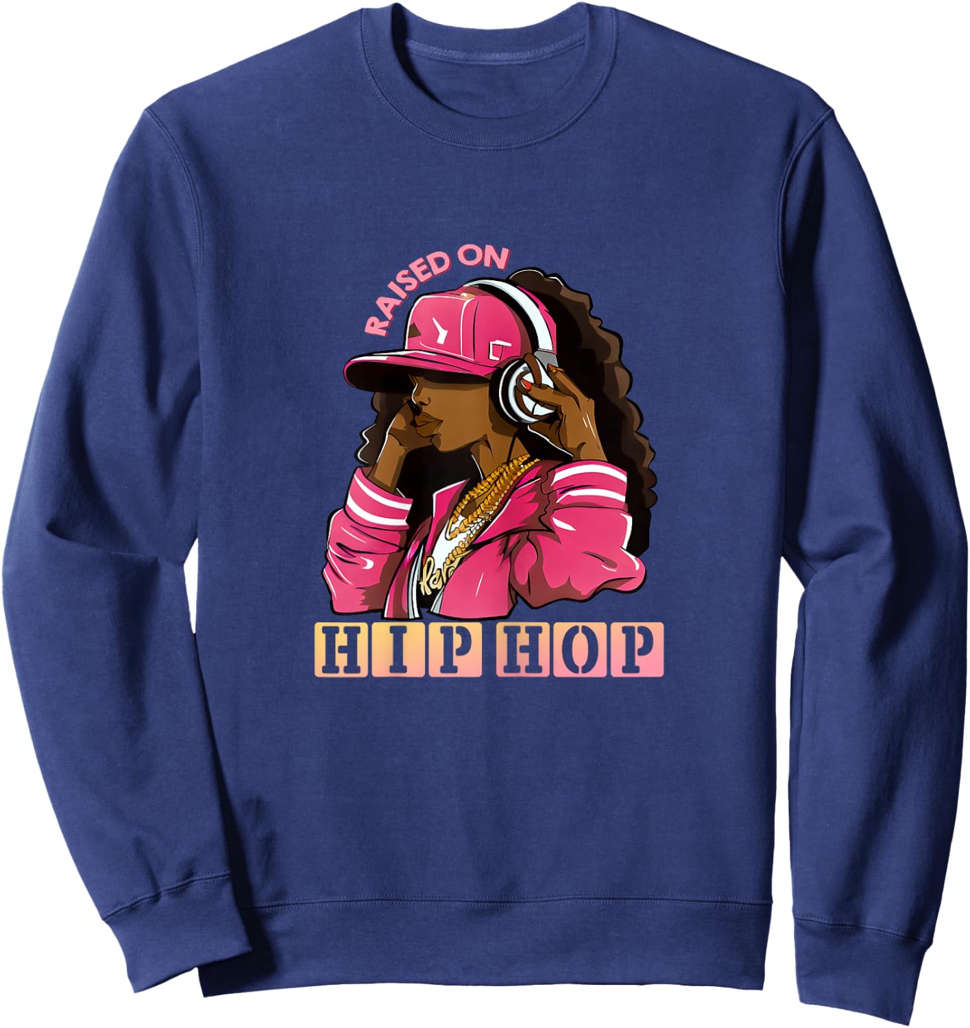 RAISED ON HIP HOP Fashion Old School Hip Hop Sweatshirt - Sweatshirt | Navy