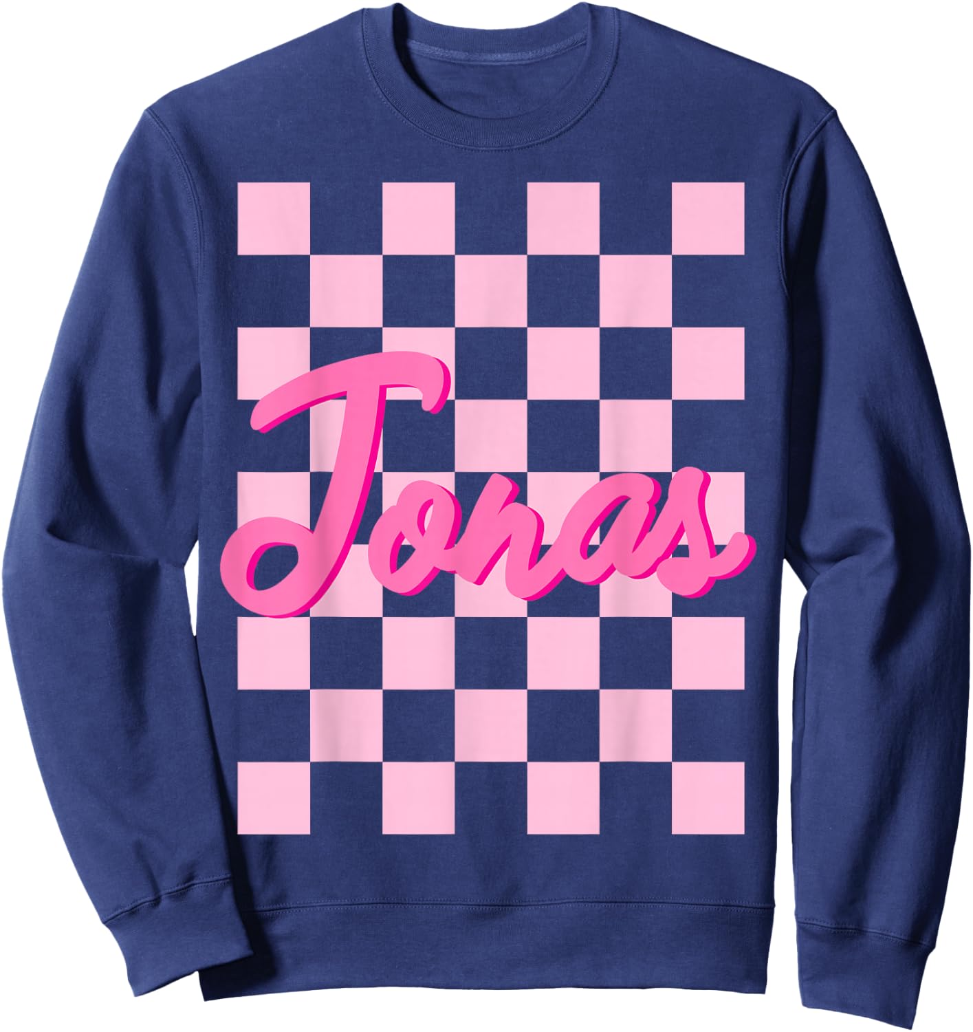 First Names Apparel Personalized Retro Jonas - -Adults, -Kids, Black, Small Sweatshirt - Sweatshirt | Navy