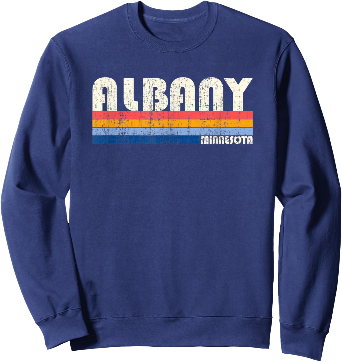Vintage Retro 70s 80s Style Hometown of Albany, MN Sweatshirt - Sweatshirt | Navy