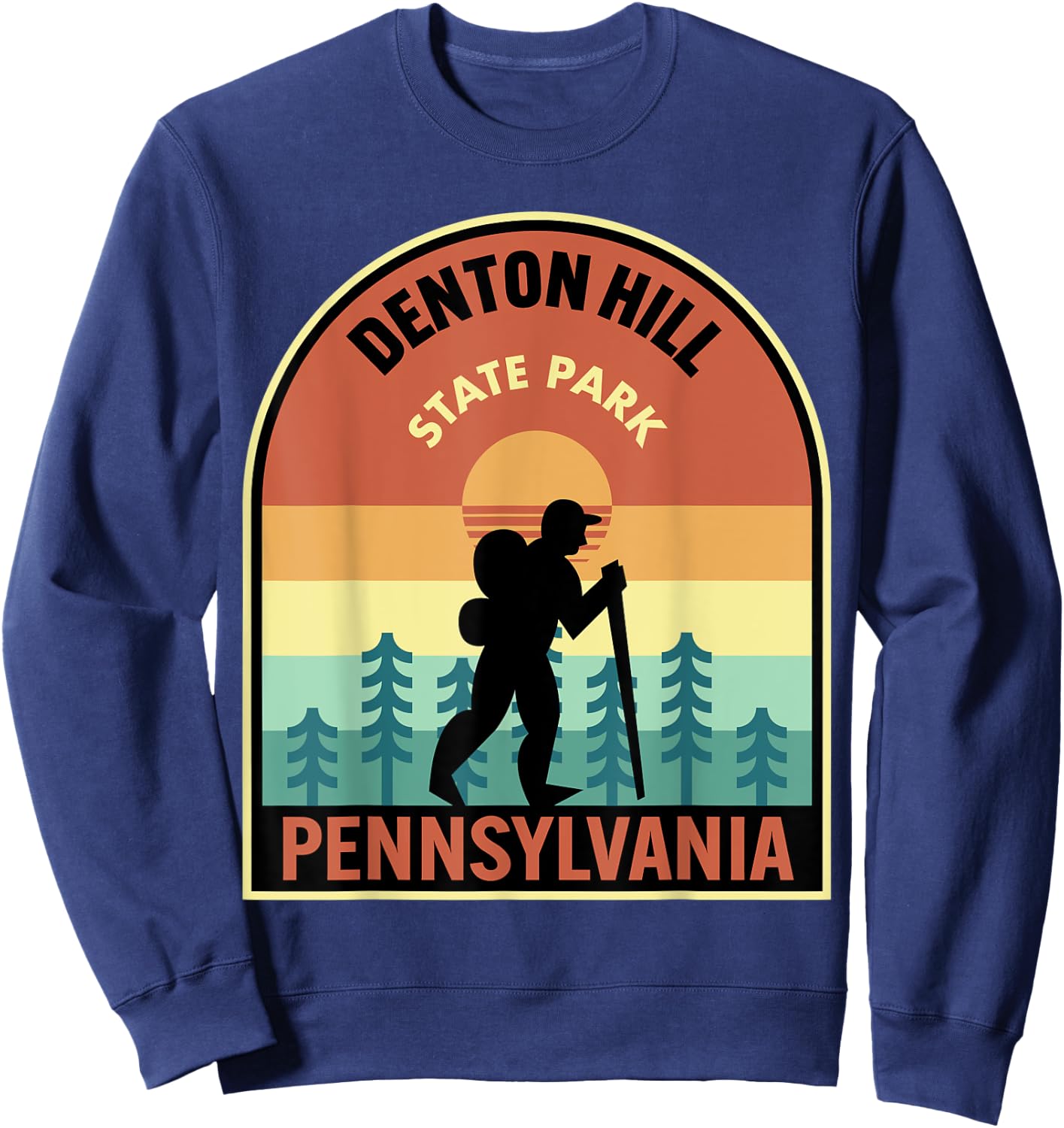 Denton Hill State Park Pennsylvania Retro Hiking Sweatshirt - Sweatshirt | Navy