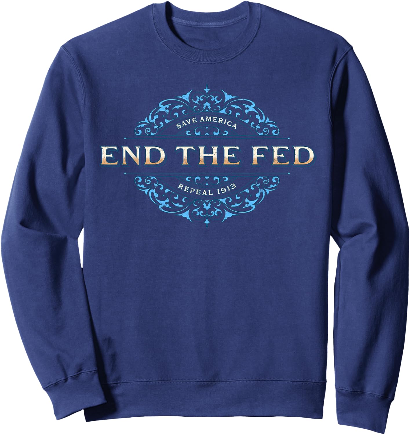 Lorch Street End The Fed , -Adults, Black, Small, Short Sleeve Sweatshirt - Sweatshirt | Navy