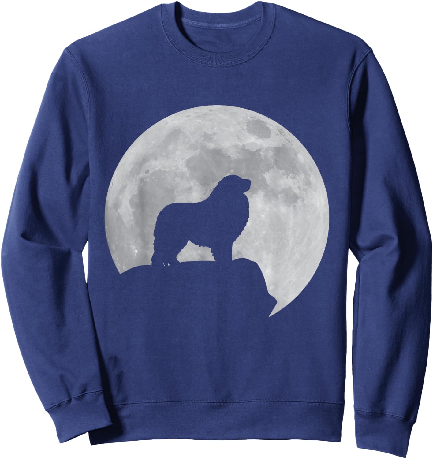 Moon And Dog Silhouette - Patou Great Pyrenees Women Sweatshirt - Sweatshirt | Navy
