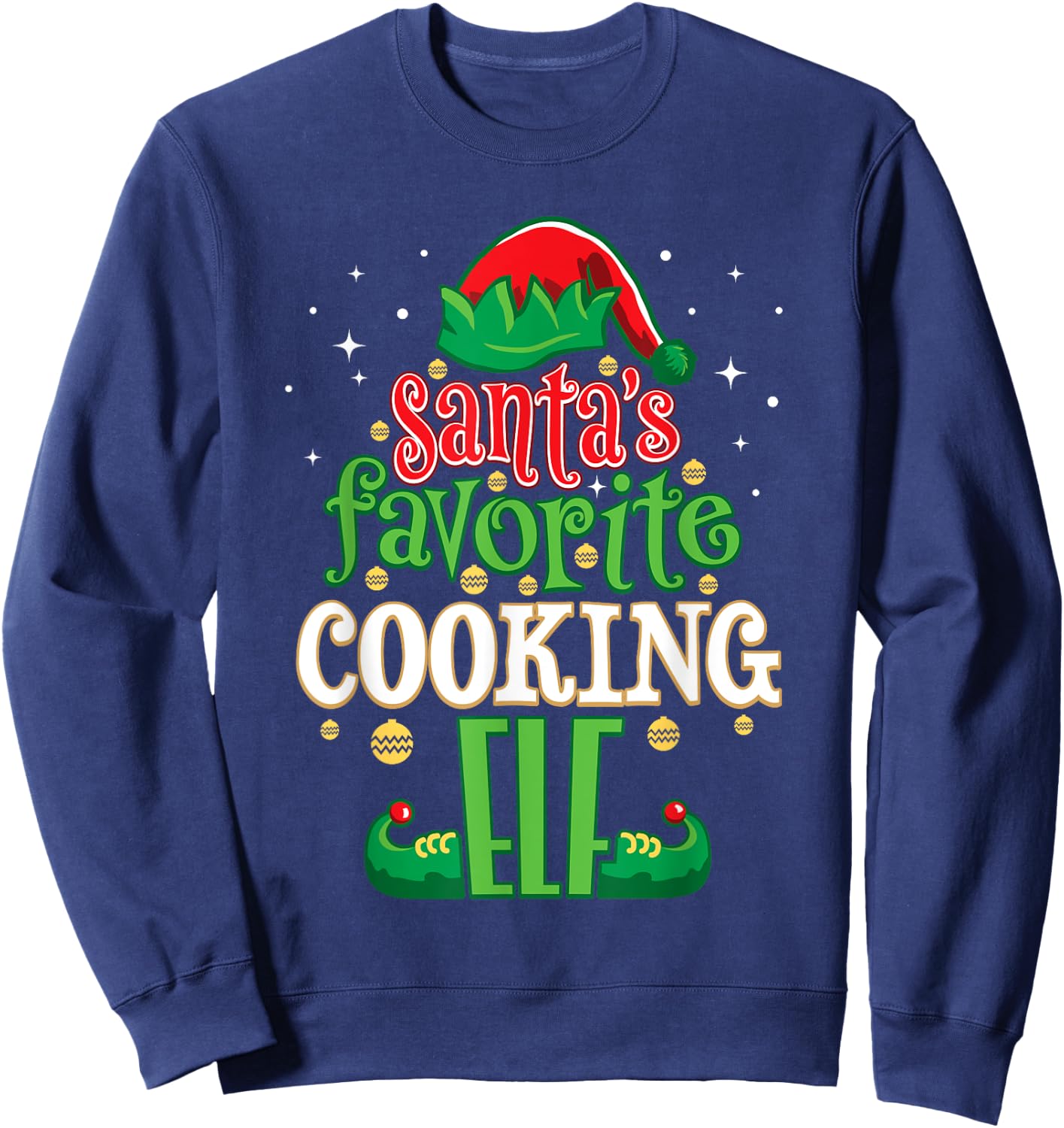 Santa's Favorite Cooking Elf Christmas Matching Cooks Sweatshirt - Sweatshirt | Navy