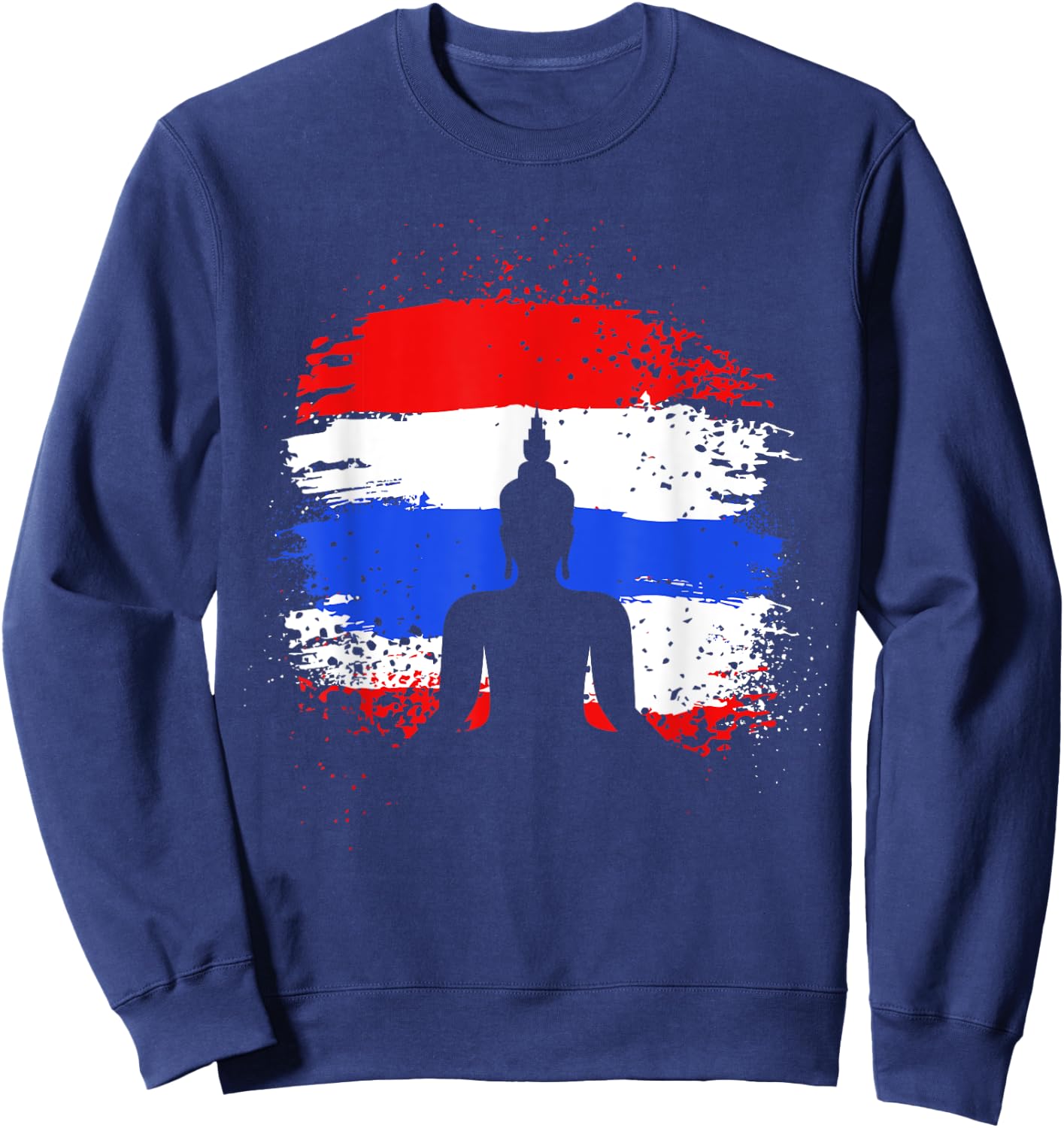Retro Vacation Thai Buddha Thailand Flag Sweatshirt - Sweatshirt | Navy