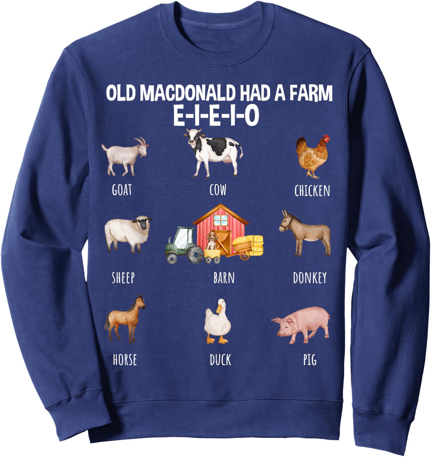 Toddler Kids Old MacDonald Had a Farm E-I-E-I-O Nursery Song Sweatshirt - Sweatshirt | Navy