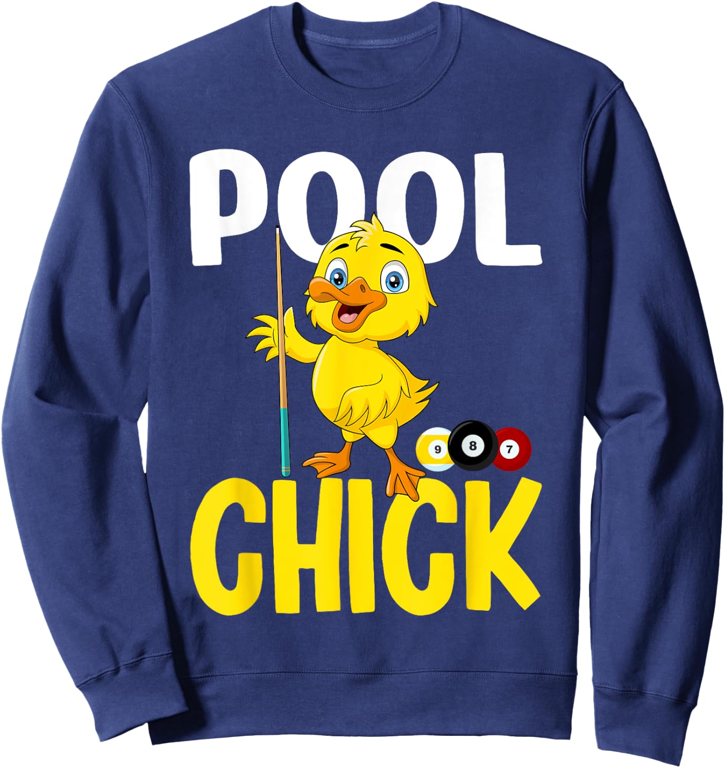 Funny Pool Chick 8 Ball Women Cute Billiards Ladies Sweatshirt - Sweatshirt | Navy