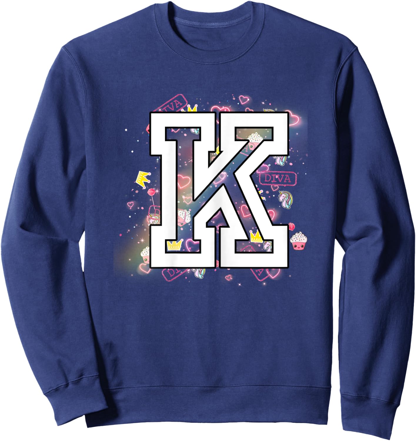 Kids Letter K Clothing For a Girl Who's Name Starts With K Sweatshirt - Sweatshirt | Navy