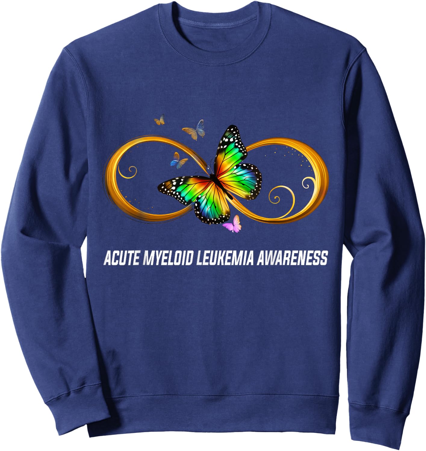 Infinity Butterfly Acute Myeloid Leukemia Awareness Sweatshirt - Sweatshirt | Navy