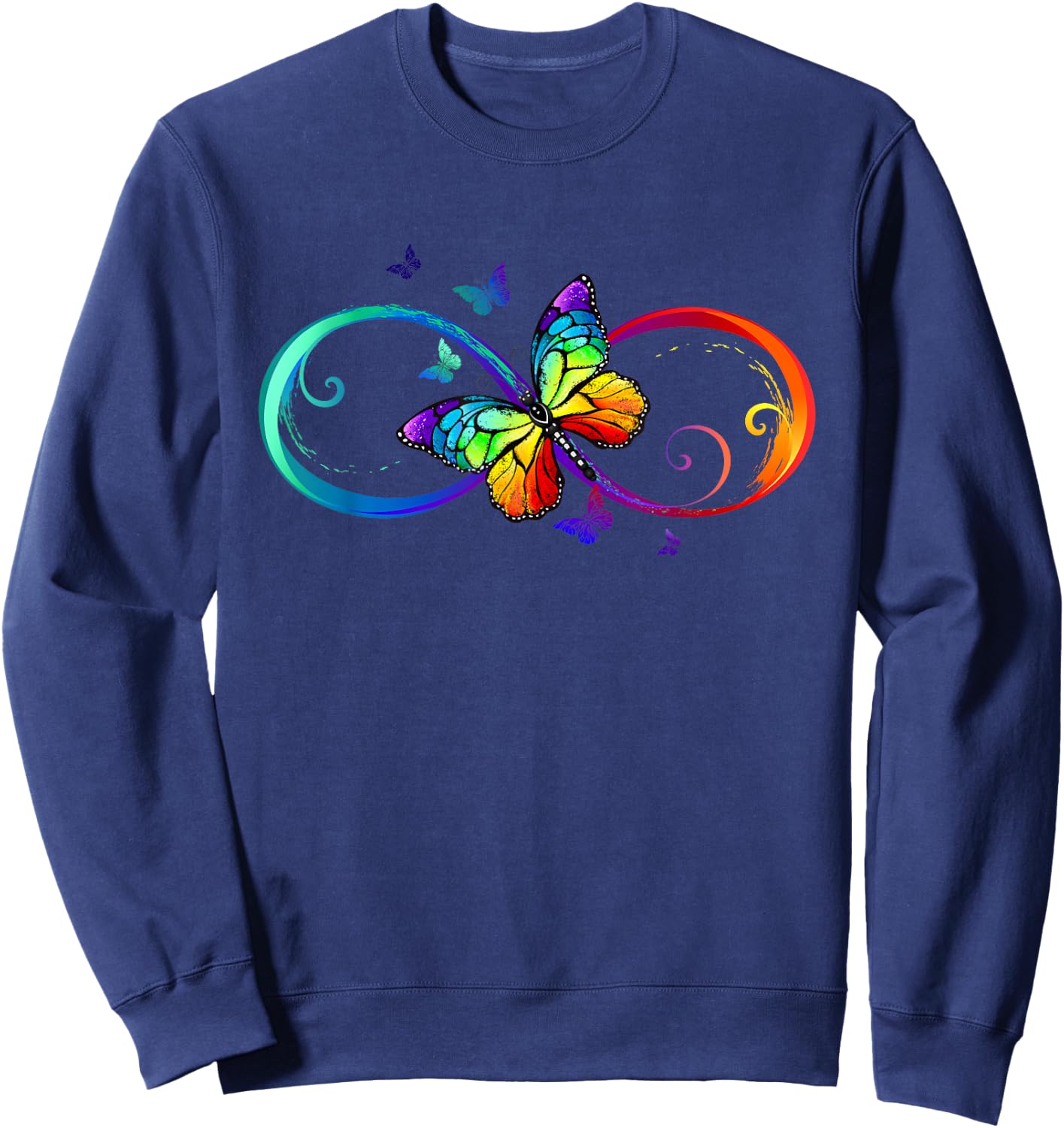 Butterfly Rainbow infinity Symbol Sign Sweatshirt - Sweatshirt | Navy