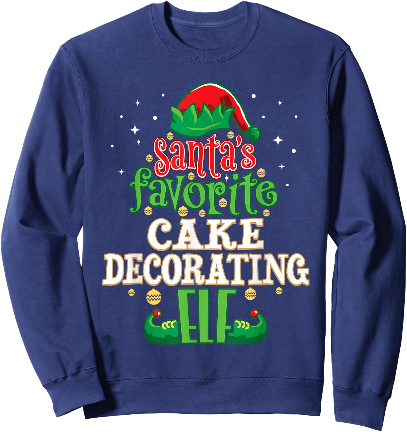 Santa's Favorite Cake Decorating Elf Christmas Matching Sweatshirt - Sweatshirt | Navy
