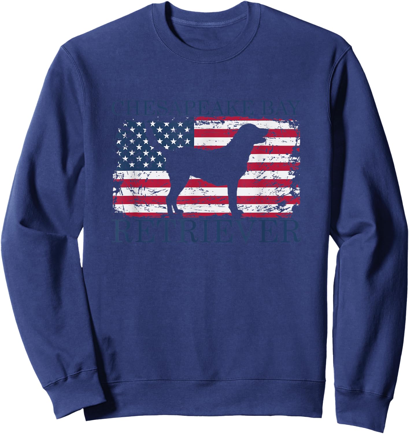 Chesapeake Bay Retriever with USA Flag Sweatshirt - Sweatshirt | Navy