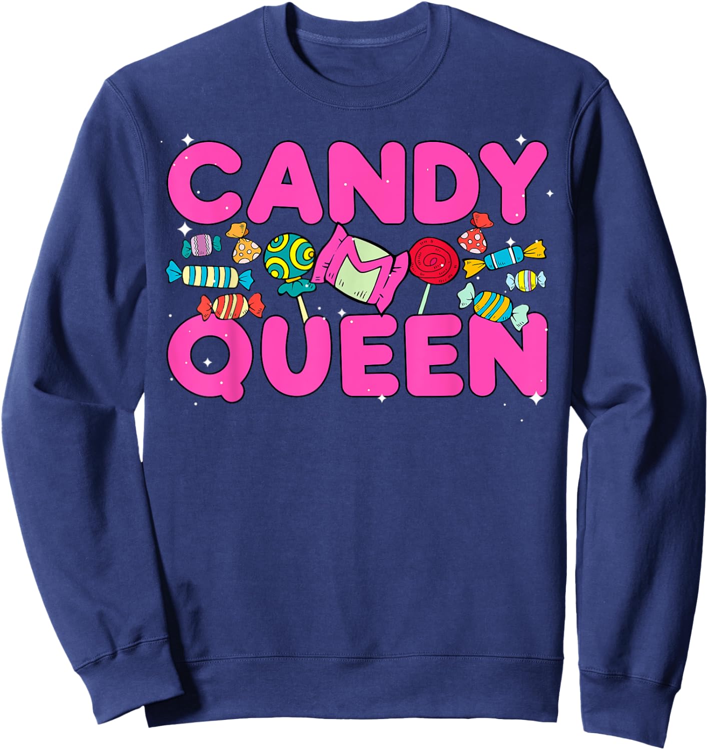 Funny Candy Queen Design Girls Kids Lollipop Lover Sweatshirt - Sweatshirt | Navy