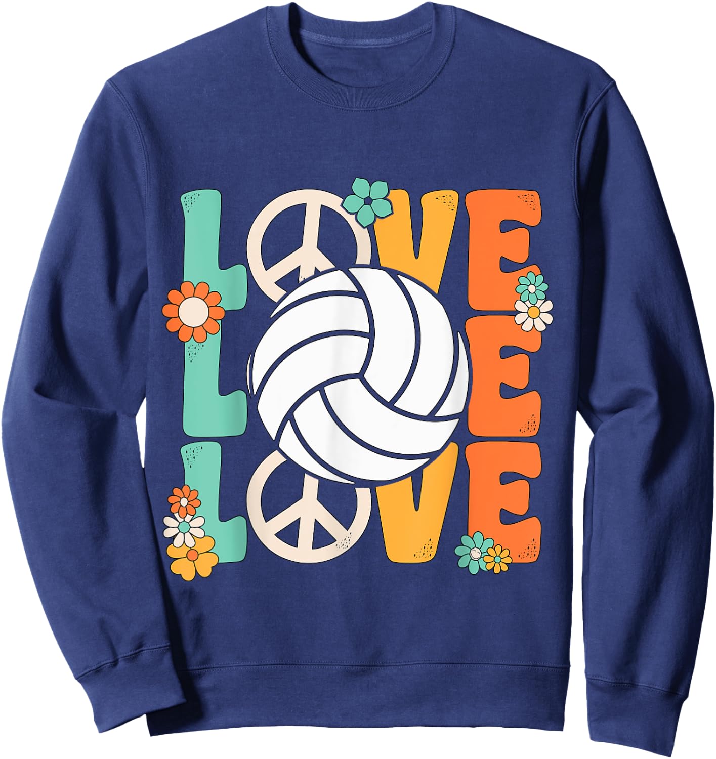 Volleyball Love For Teen Girls Women Cute Volleyball Lovers Sweatshirt - Sweatshirt | Navy