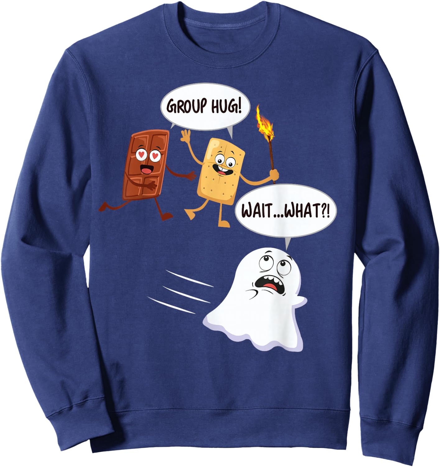 Funny Halloween Camping Smores S'mores Marshmallow Ghost Sweatshirt - Sweatshirt | Navy