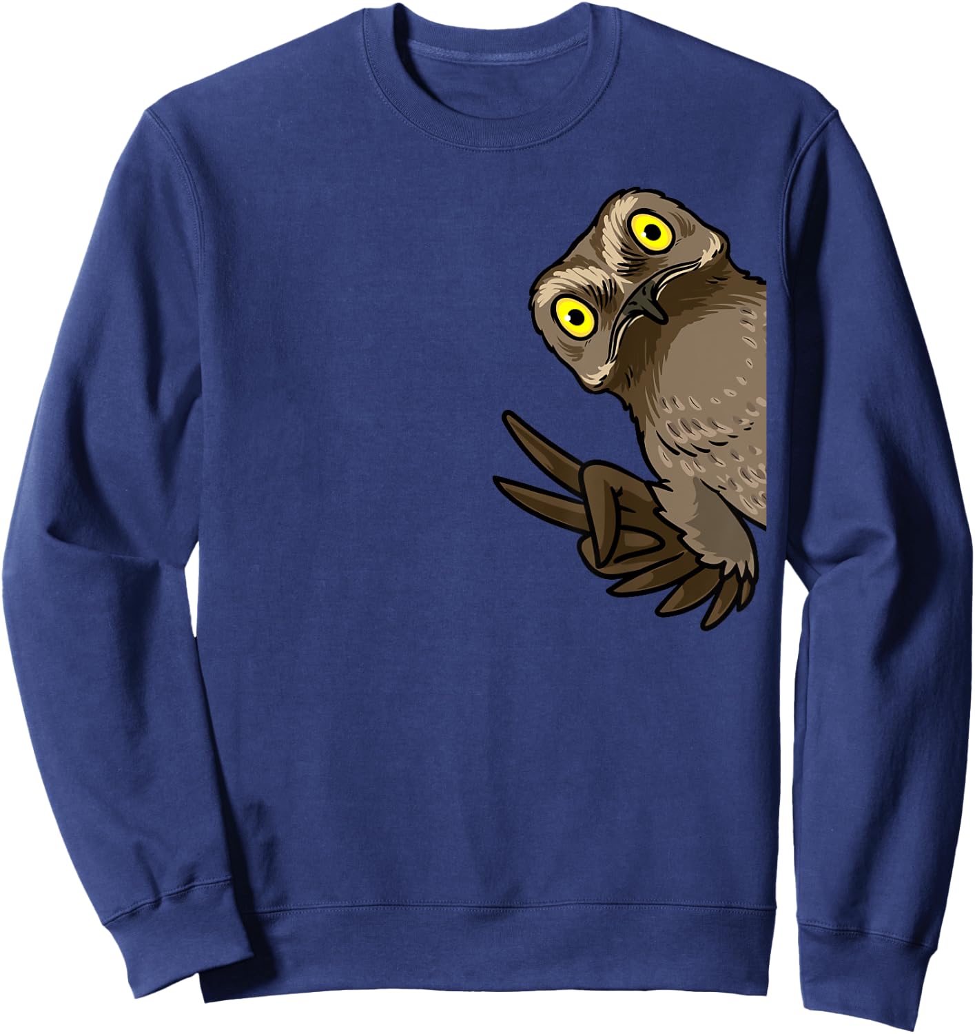 Luvevepotootha Potoo Bird From Side Birder Birding - -Adults/Kids - Black - Small - Short Sleeve - Modern Animal Print - Cartoon Potoo Graphic Sweatshirt - Sweatshirt | Navy