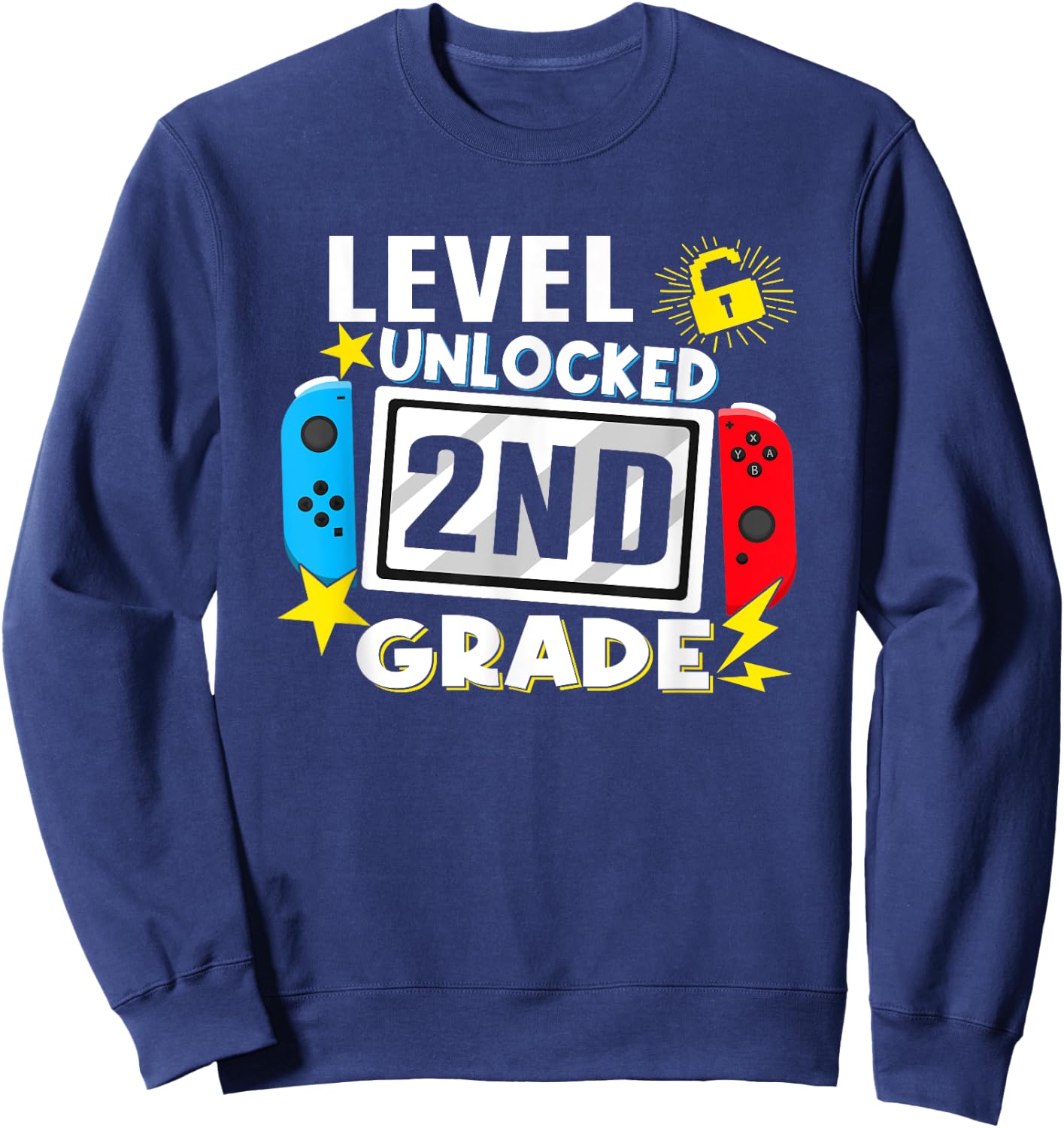 First Day Of 2nd Grade Level Unlocked Game Back To School Sweatshirt - Sweatshirt | Navy