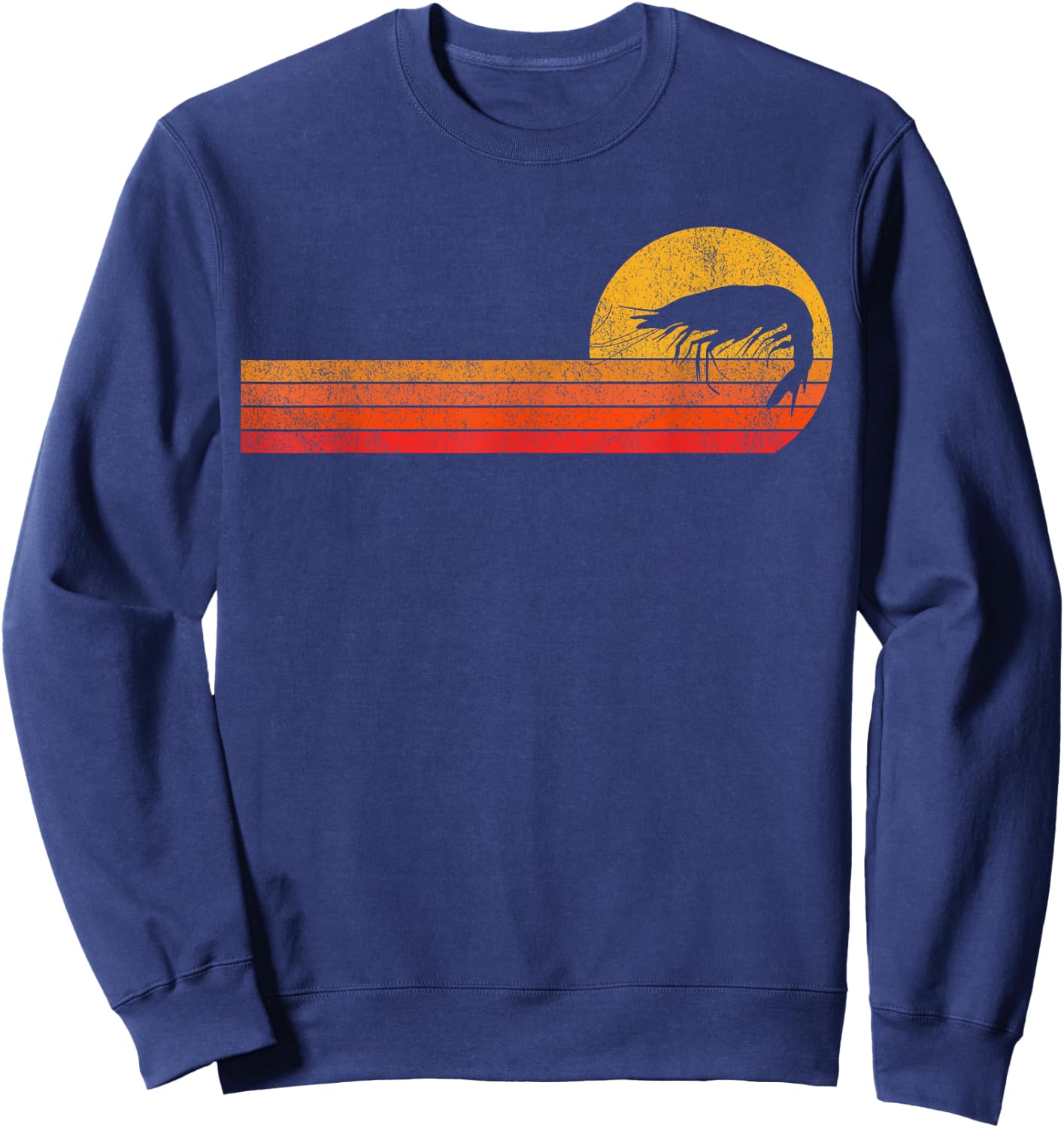 Vintage Shrimp Lover Funny Shrimp Retro Sweatshirt - Sweatshirt | Navy